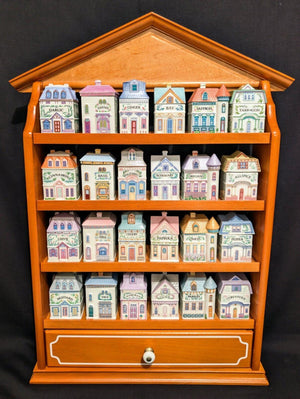 1989 LENOX Spice Village  Porcelain Complete Set (24) Wooden Display Rack "NICE"